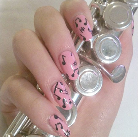 Music Notes Nail Art Design