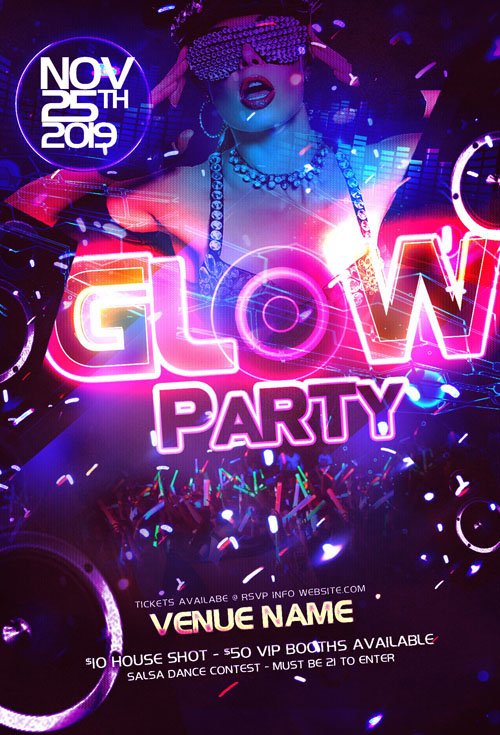 Neon Glow Party Flyer Template Neon Glow Party Flyer Template