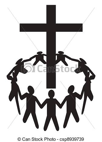 People around the Cross Clip Art