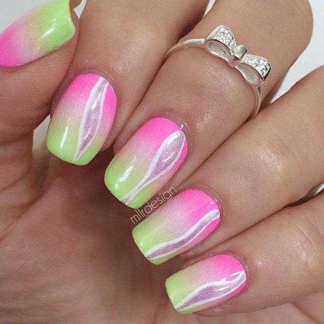 Pink and Green Nail Designs