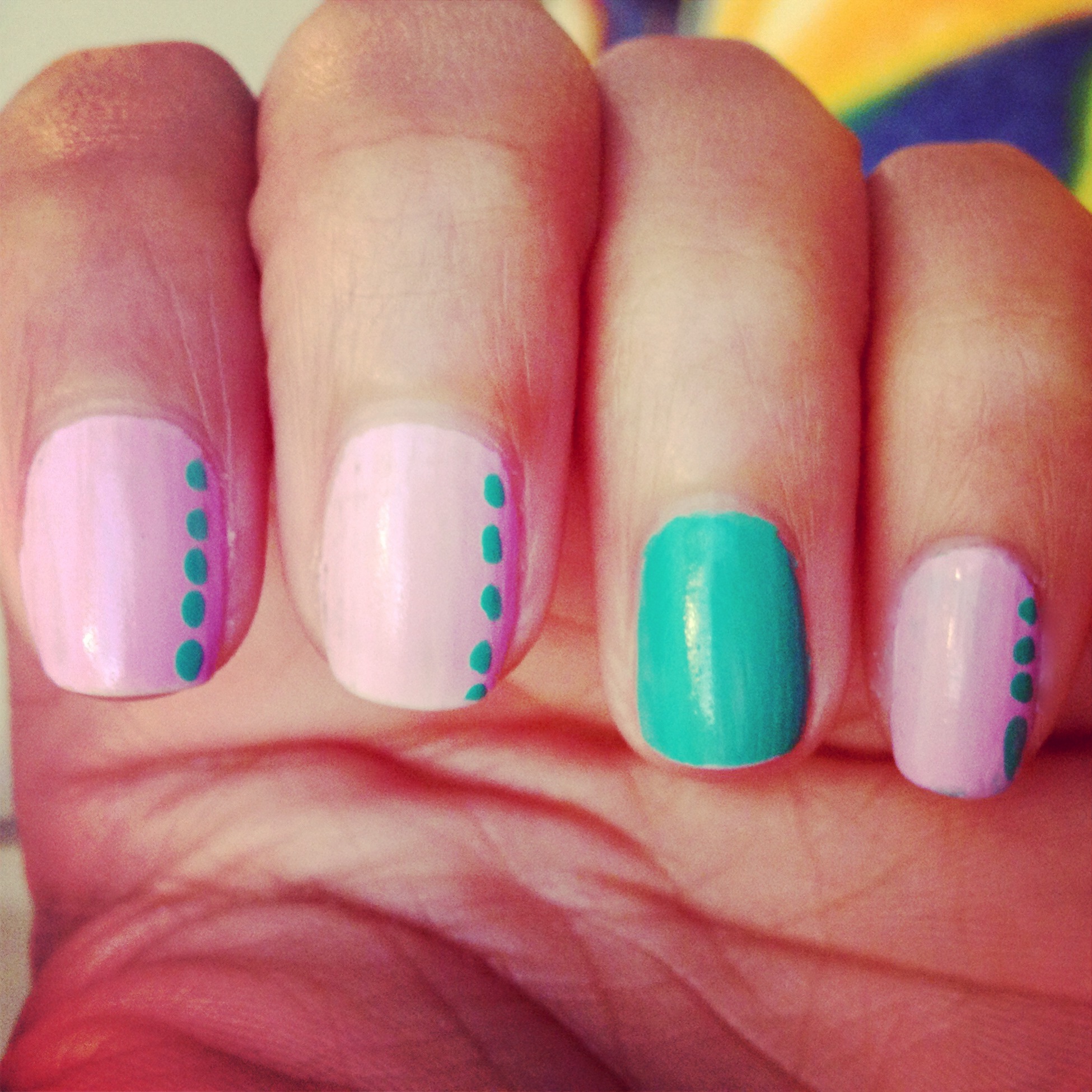 Pink and Green Nail Designs