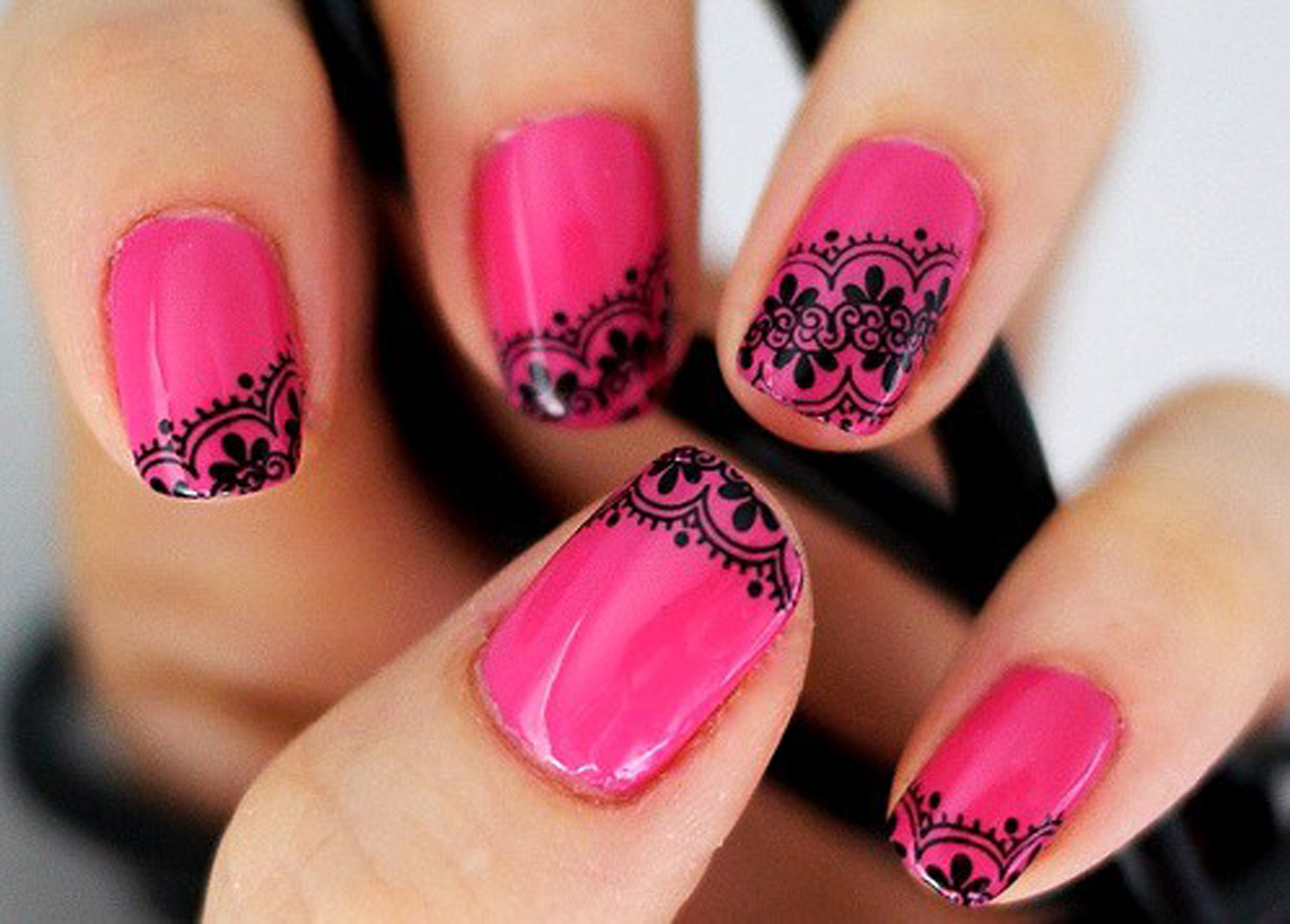 Pink Lace Nails