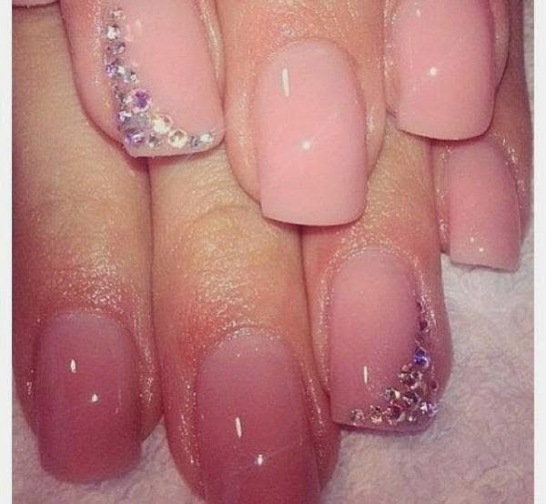 Pink Rhinestone Nails