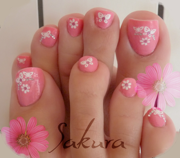 Pink Toe Nail Art Design