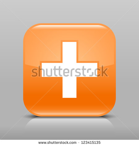Plus Sign Logo Orange Square White Background