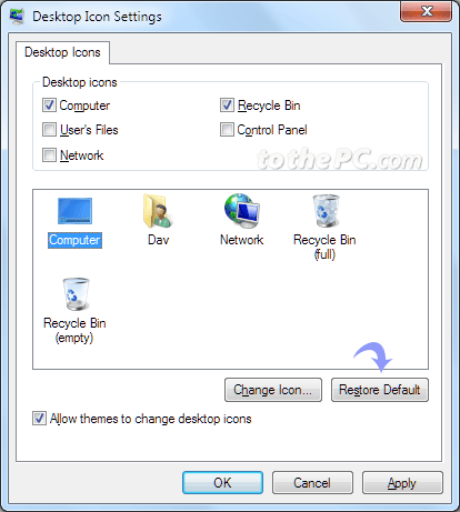 Restore My Computer Icon Desktop
