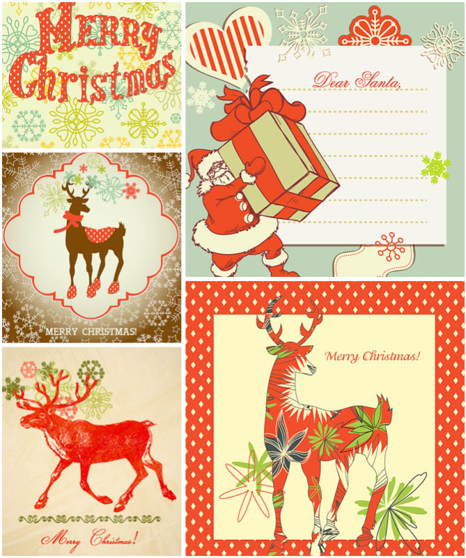Retro Christmas Cards Vector
