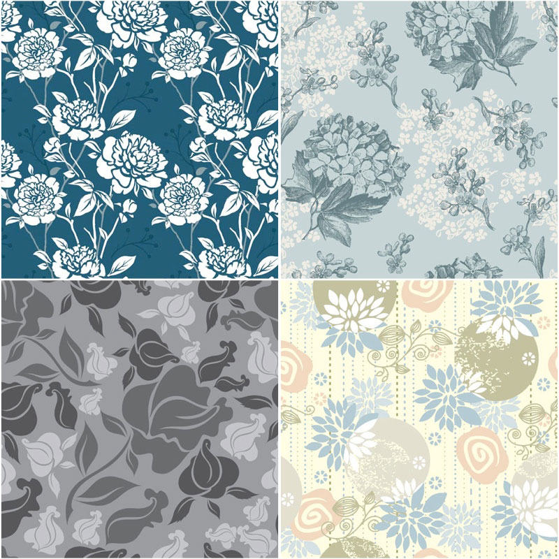 Retro Floral Vector Patterns