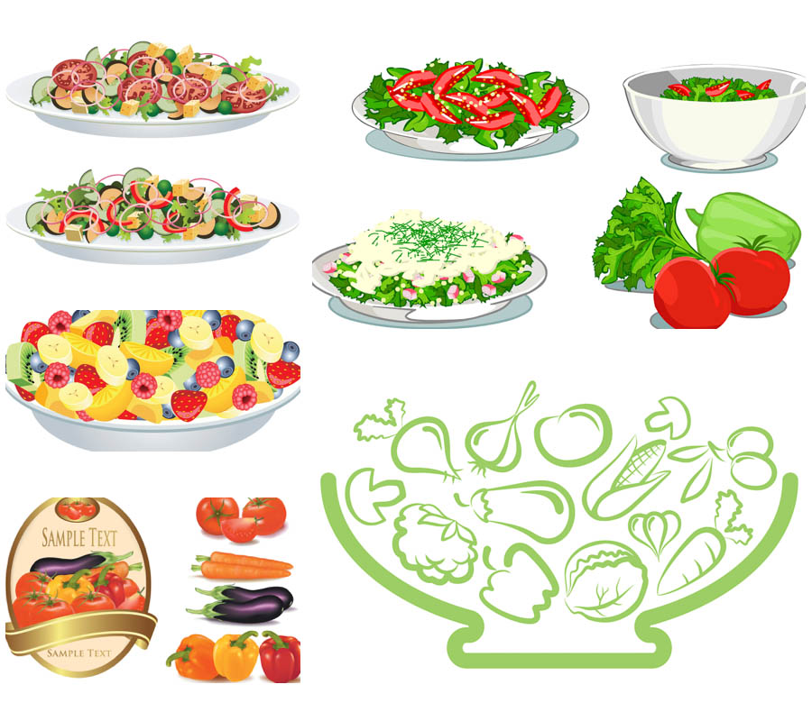 16 Salad Vector Graphics Images