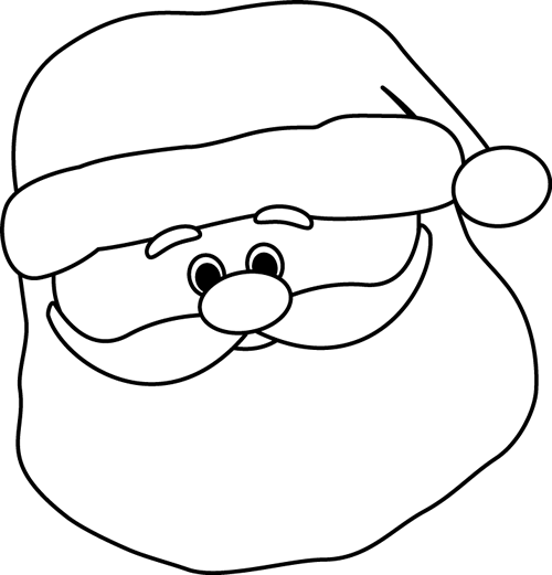 Santa Face Clip Art Black and White