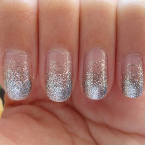 Silver Glitter Nail Design