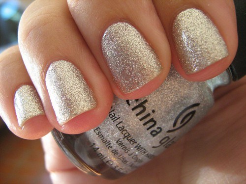 Silver Glitter Nails