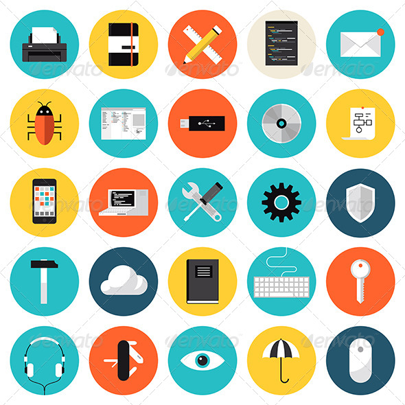 Software Development Icons Flat Software Development Icons Flat