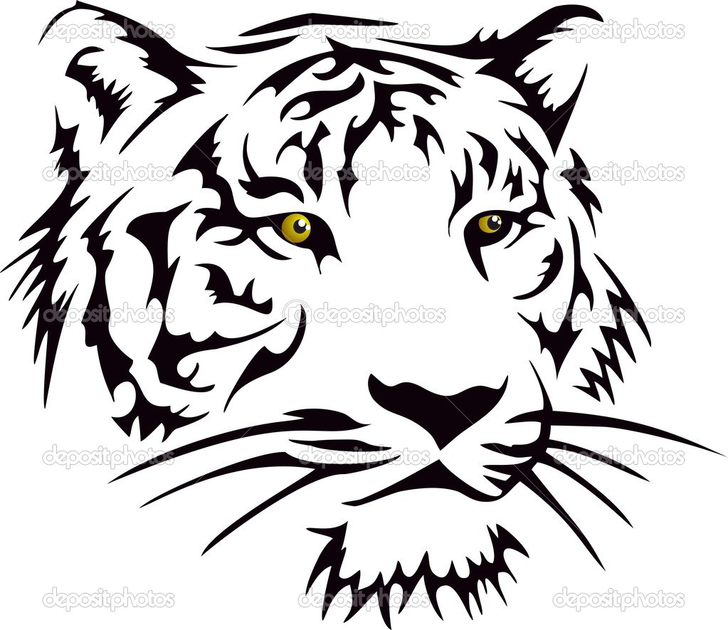 Tattoo Tribal Tiger Head Clip Art