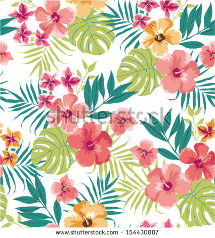 Tropical Flower Vector Pattern