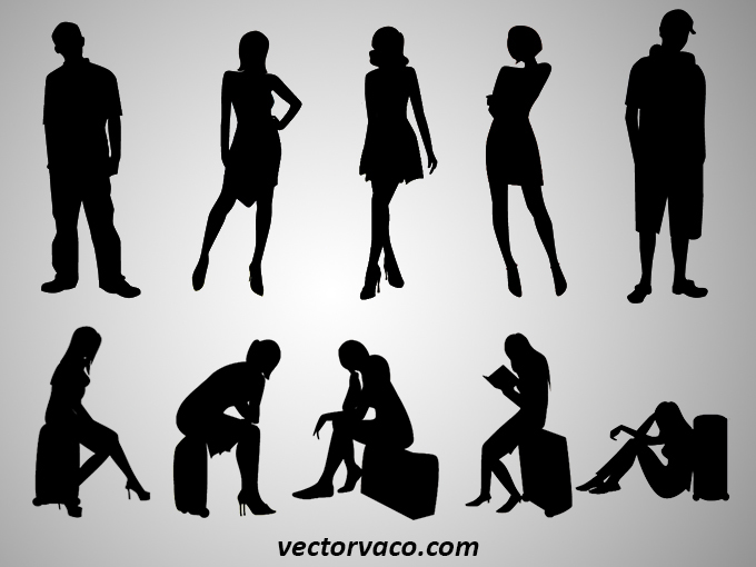 Vector People Silhouettes Sitting