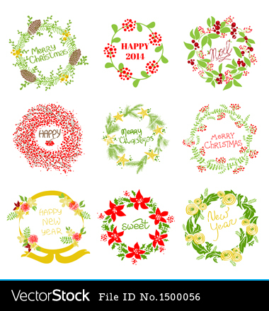 Vintage Christmas Wreath Vector