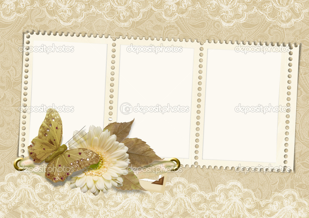 Vintage Lace and Flowers Background