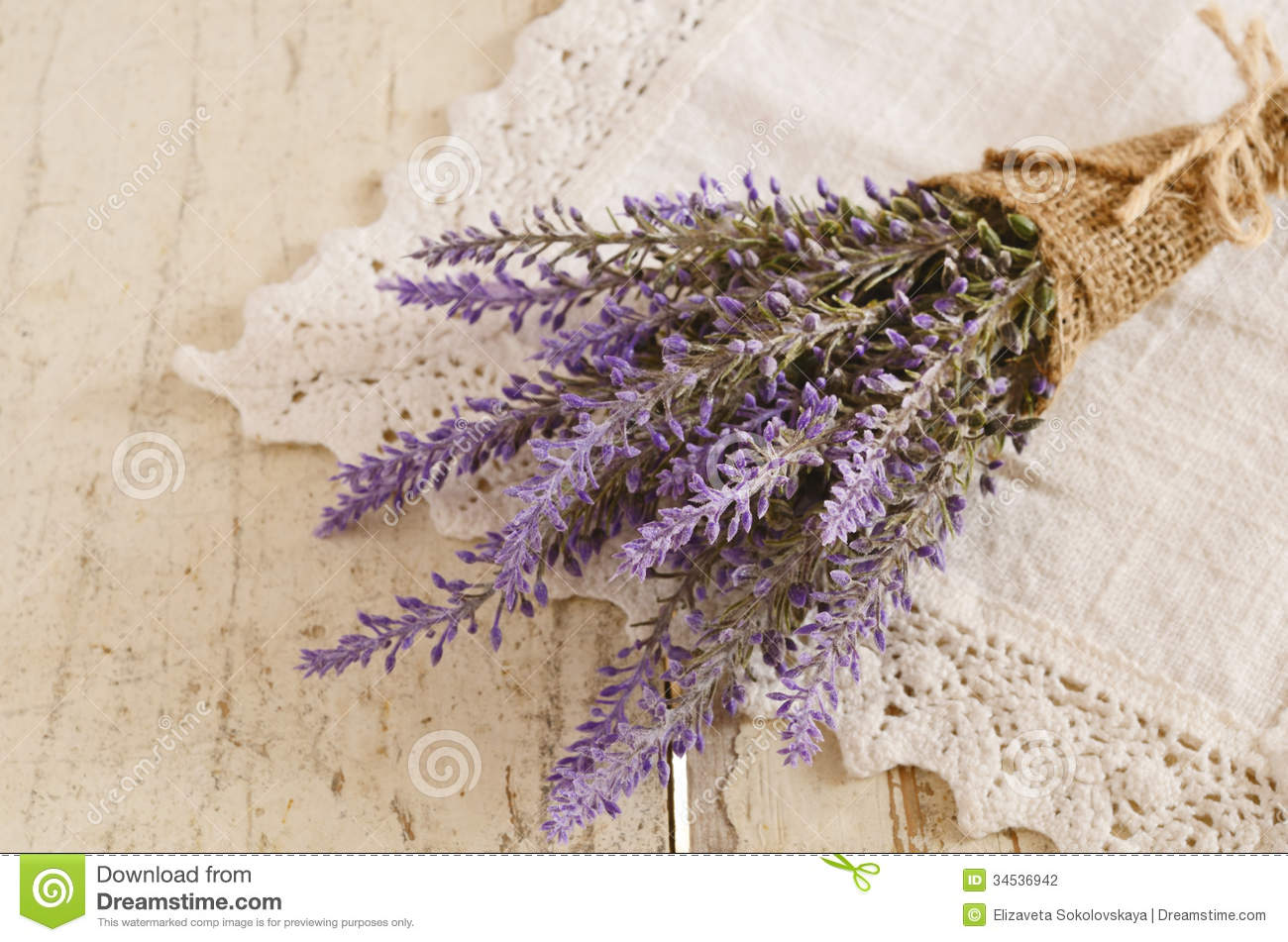 Vintage Lace Burlap Lavender