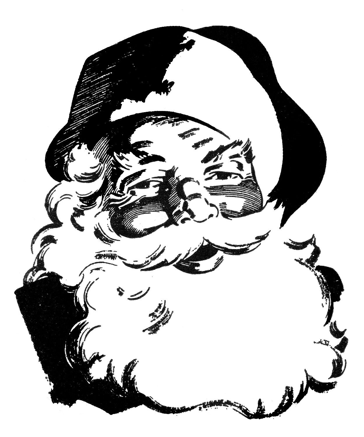 Vintage Santa Claus Clip Art Black and White