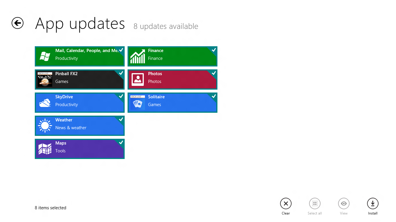 Windows 8 App Store Updates
