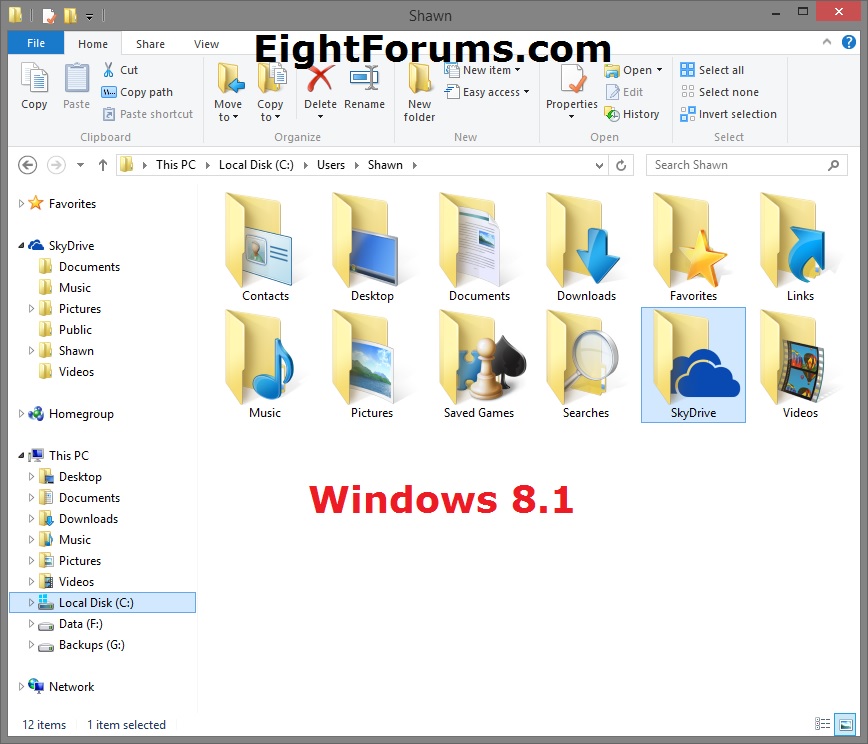 Windows 8 User Folder Location