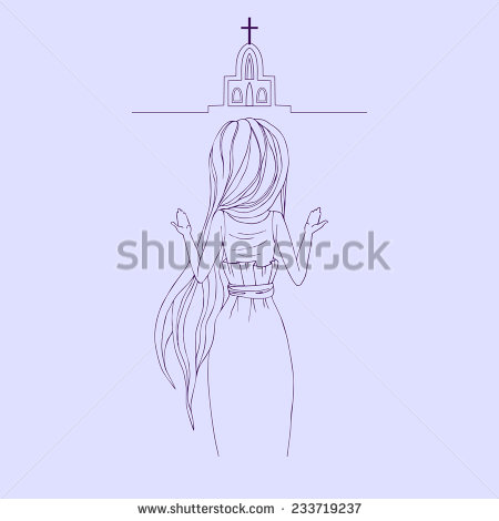 Woman Praying Hands Vector