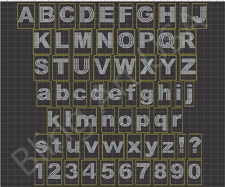2 Inch Rhinestone Fonts Template SVG
