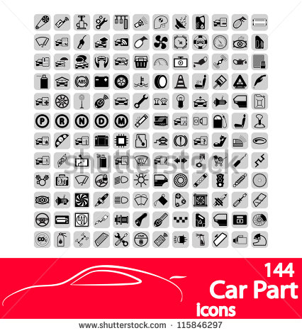 Auto Parts Vector Icons Set