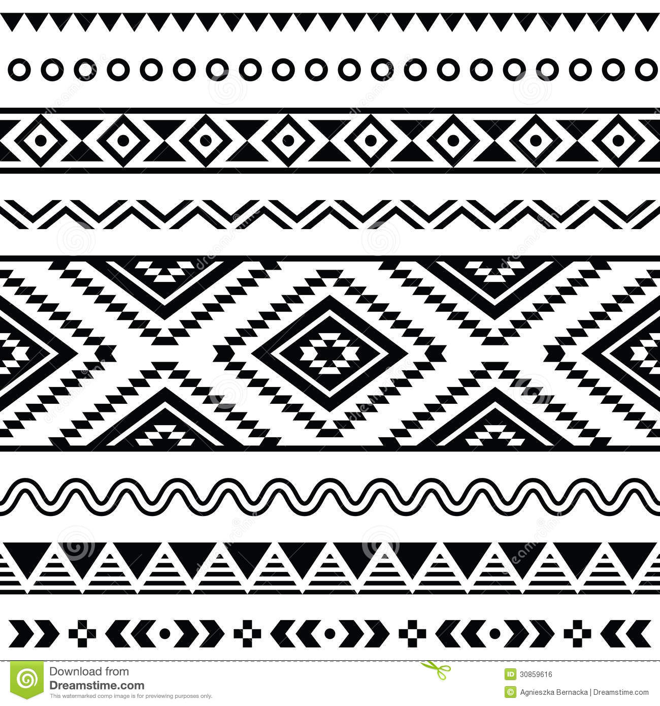 Aztec Tribal Pattern Black and White