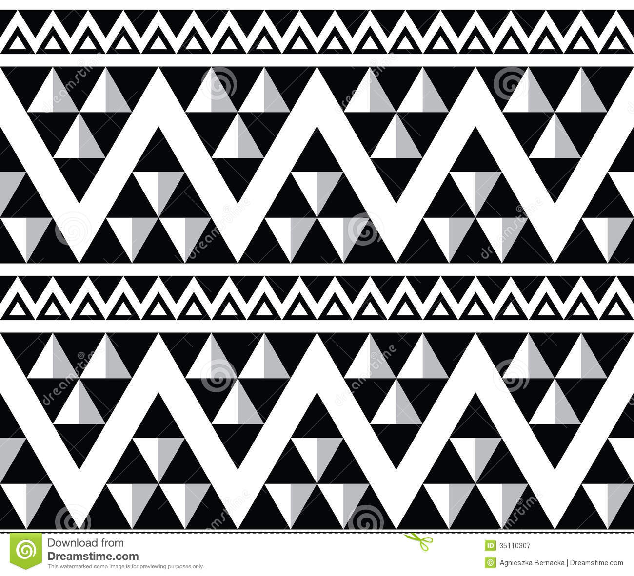Aztec Tribal Pattern Black and White