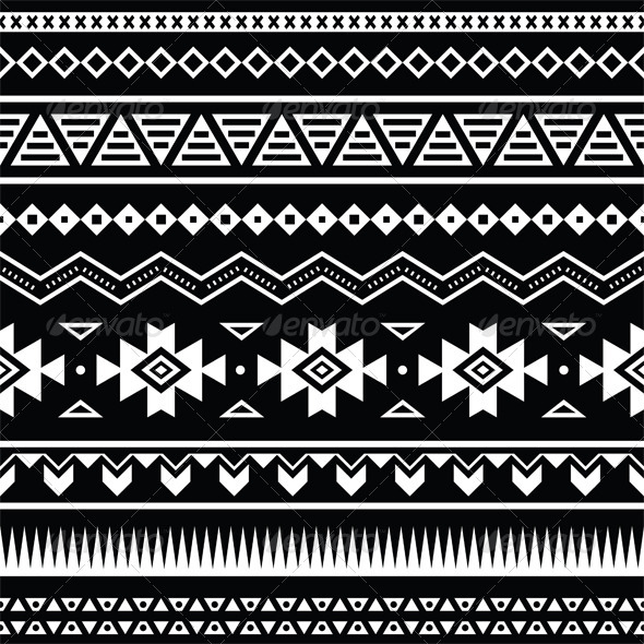 Aztec Tribal Pattern Black and White