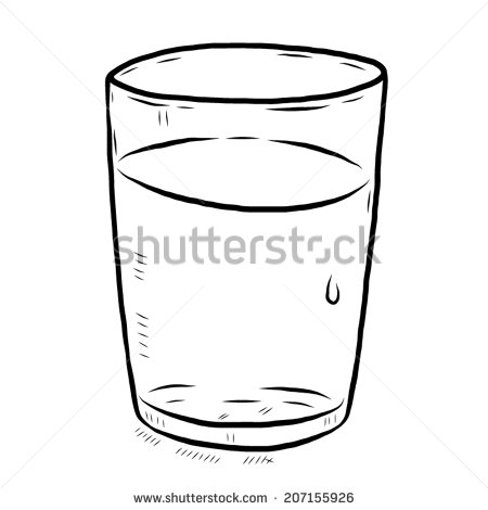 Black and White Cartoon Glass of Water