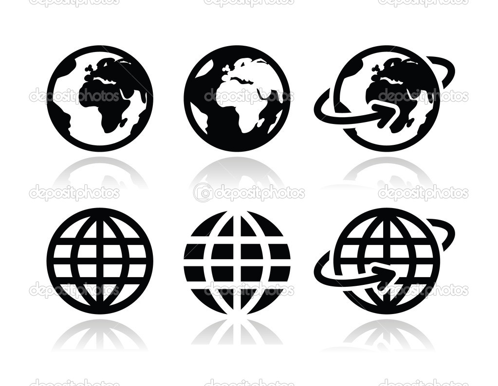Black and White Earth Icon
