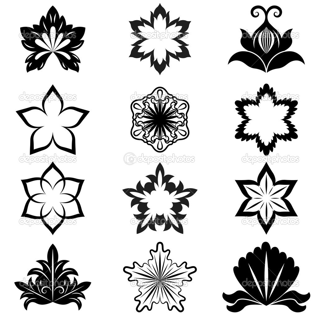 Black and White Flower Floral Design