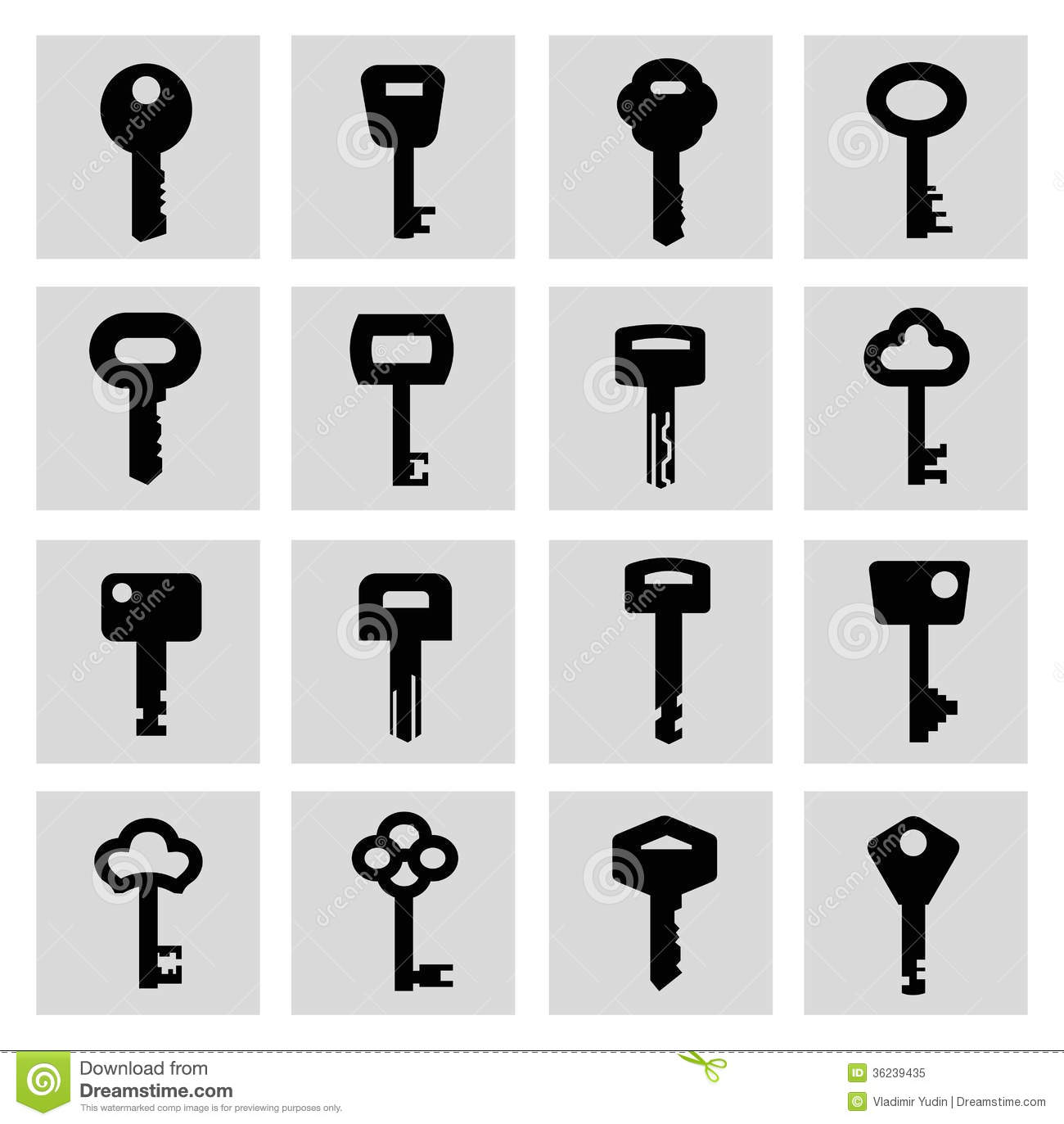 Black and White Key Icon