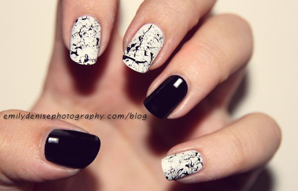 Black and White Splatter Nails