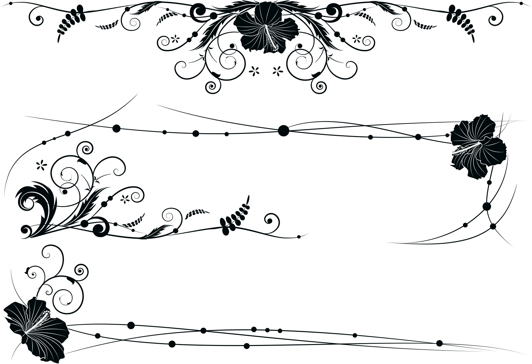 Black Background Floral Design Headers