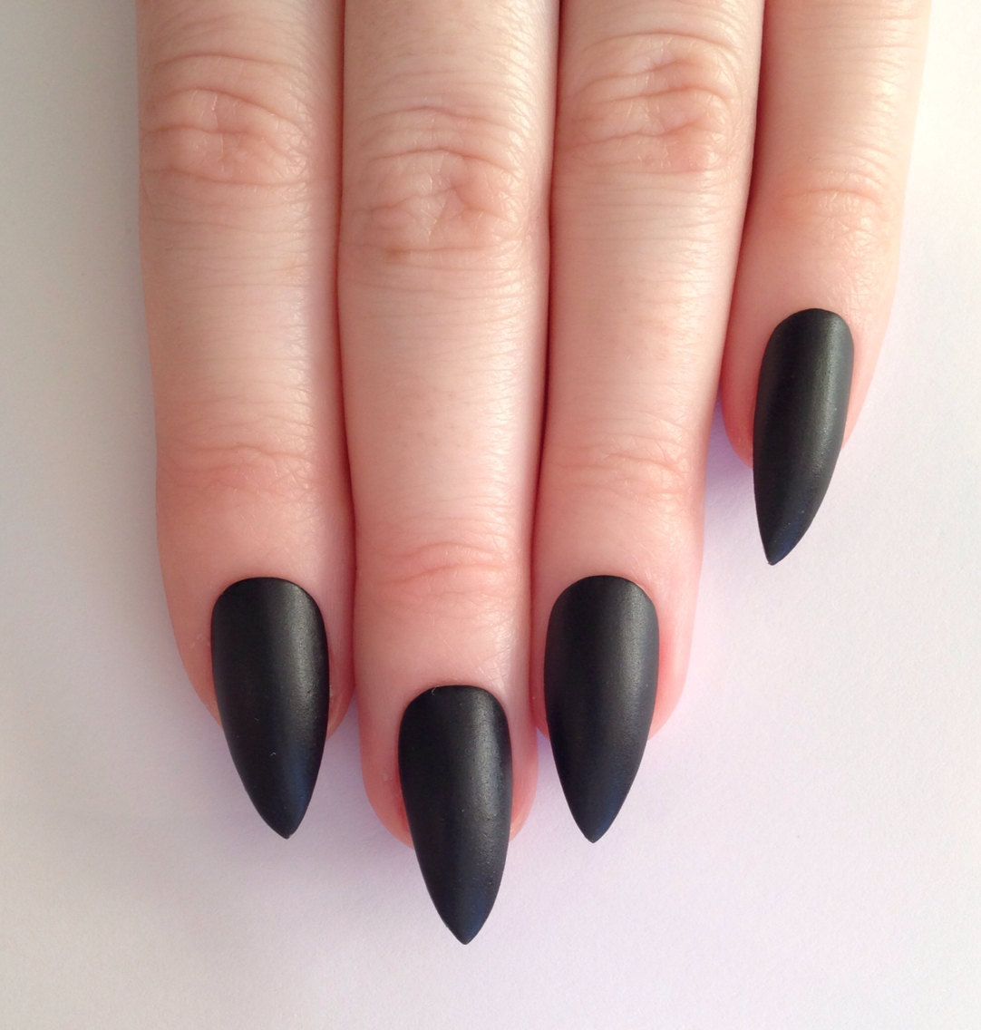 Black Matte Stiletto Nails