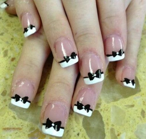 Black with White Tips Nail Polish