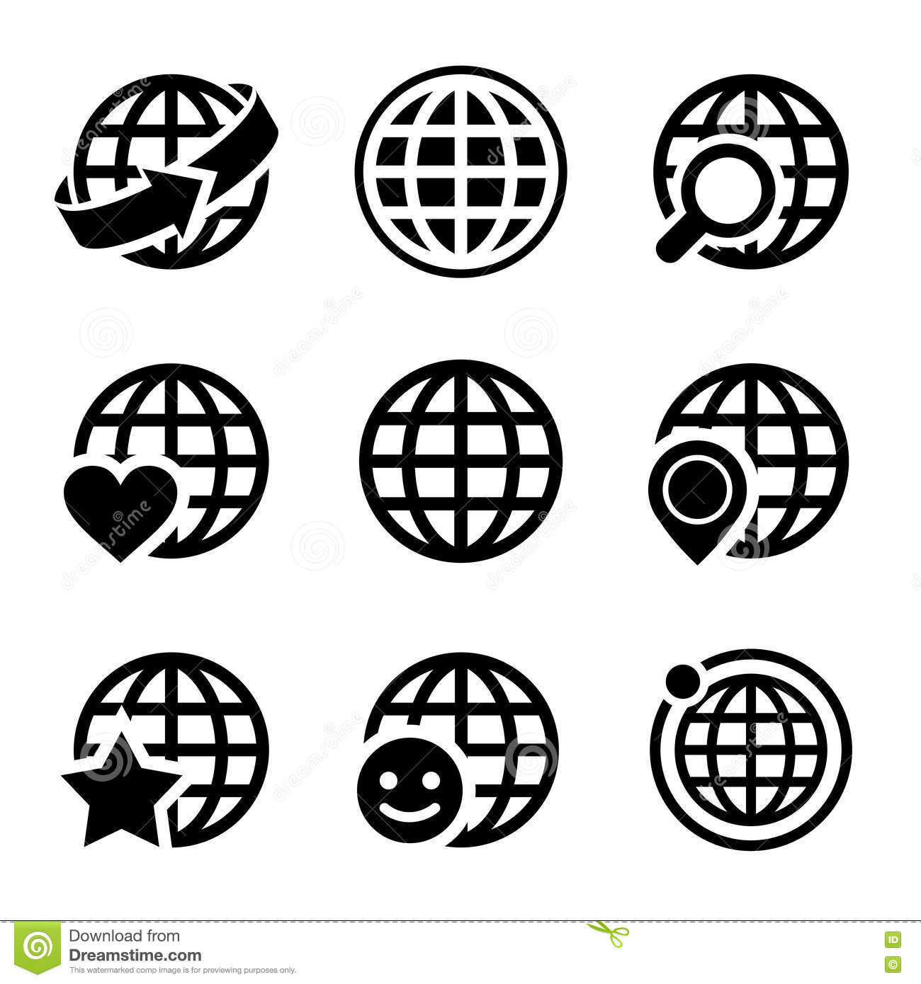 Earth Black and White Vector Icons
