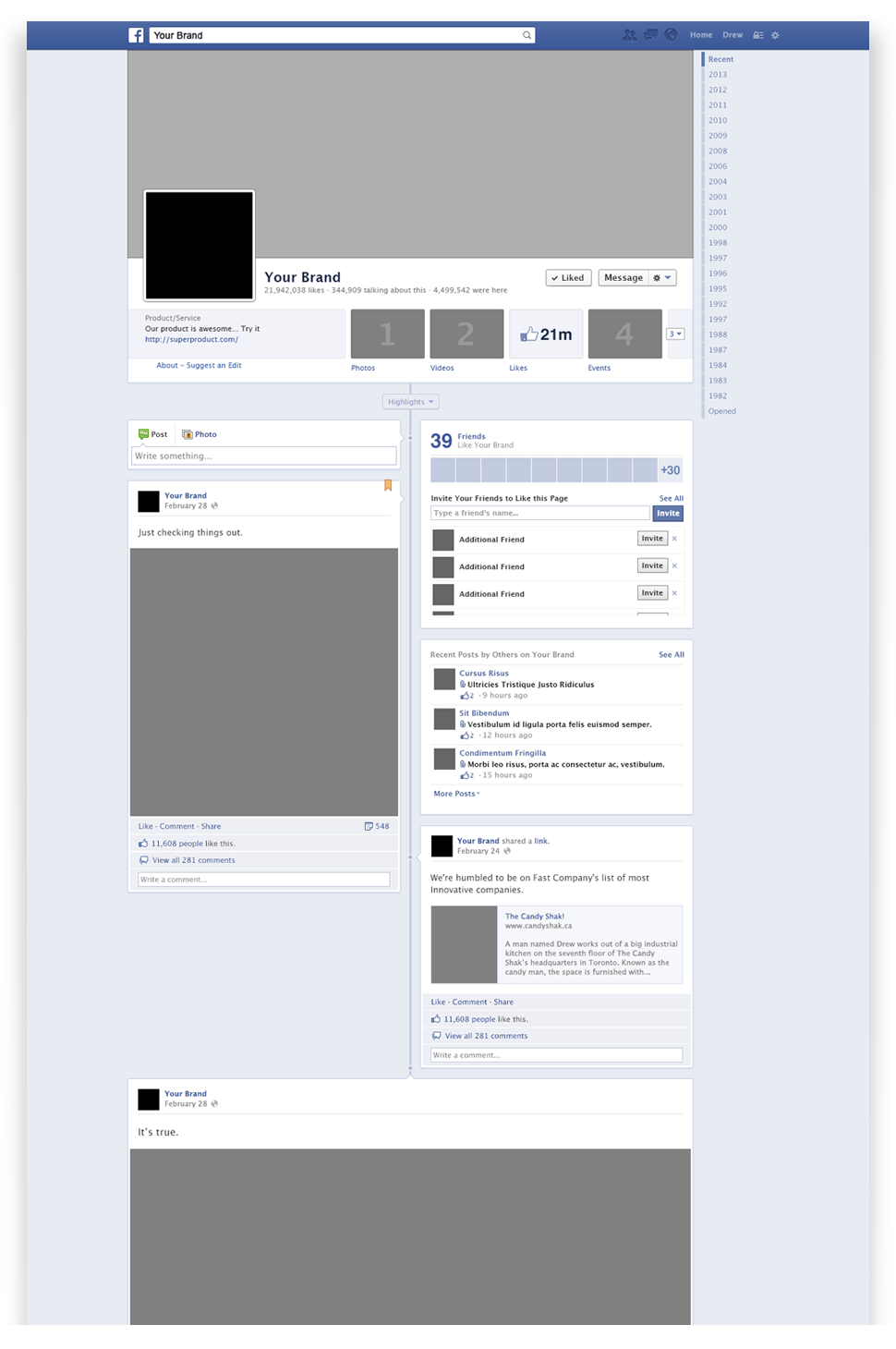 Facebook Page Template PSD