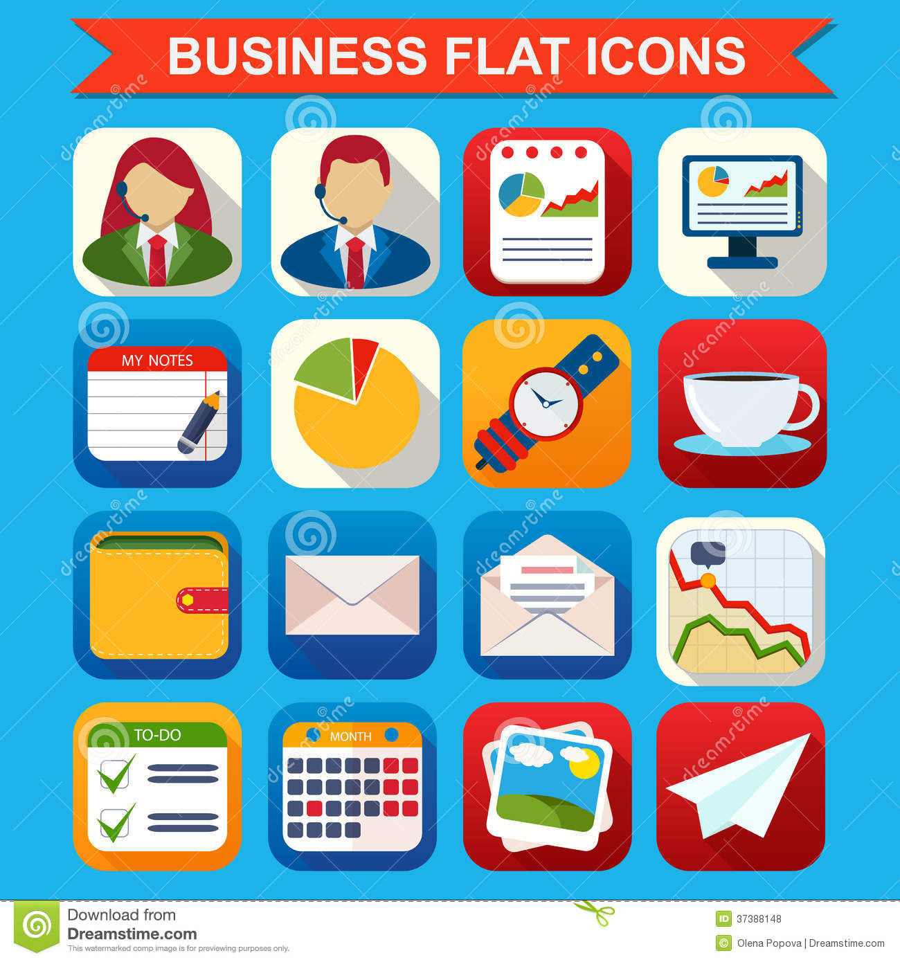Flat Business Icons Vector Free