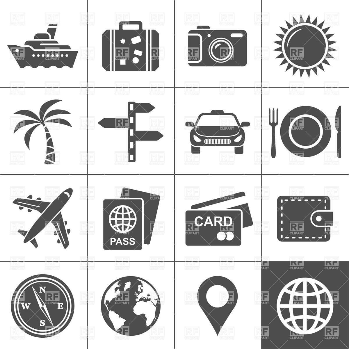 12 Travel Icon Clip Art Images