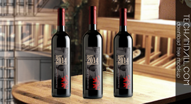 Free Mockup Wine Bottles