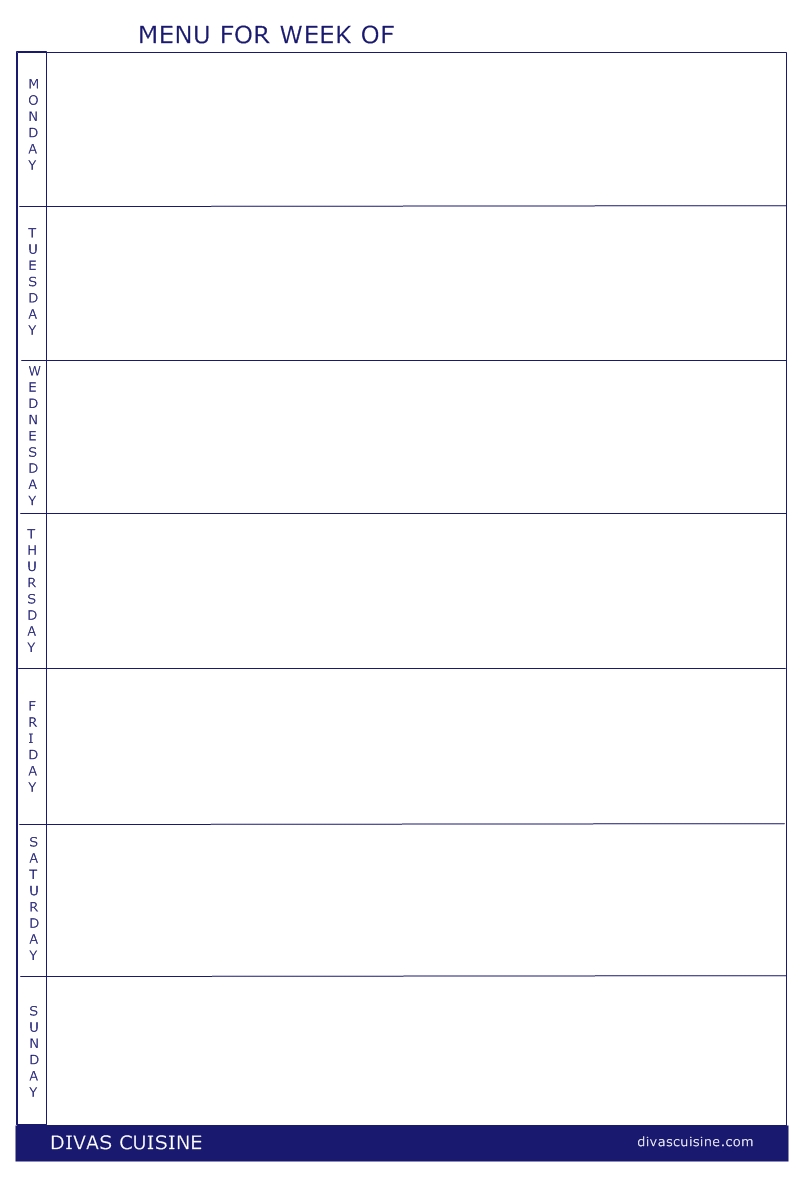 Free Printable Blank Weekly Menu Templates Free Printable Blank Weekly Menu Templates