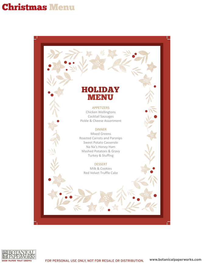 Free Printable Christmas Menu Templates Free Printable Christmas Menu Templates