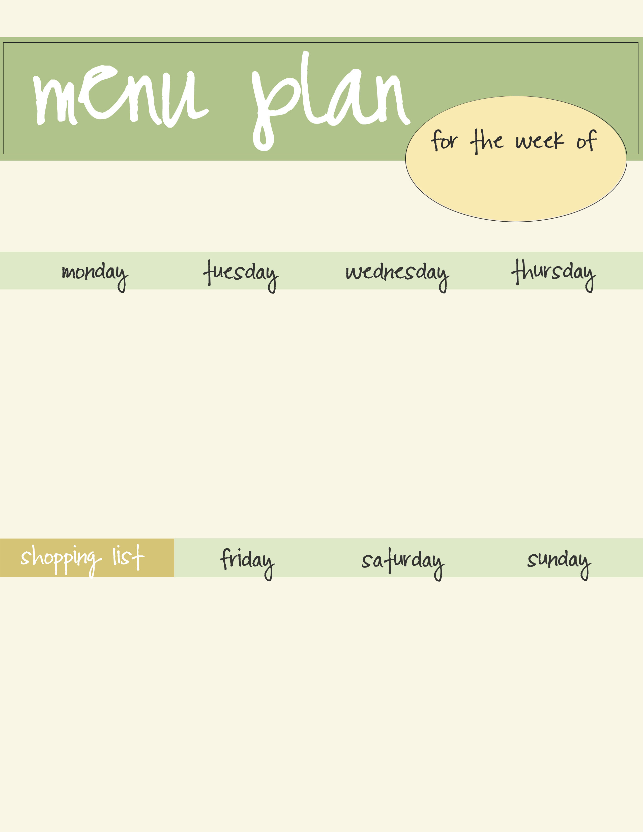 Free Printable Menu Planner Template