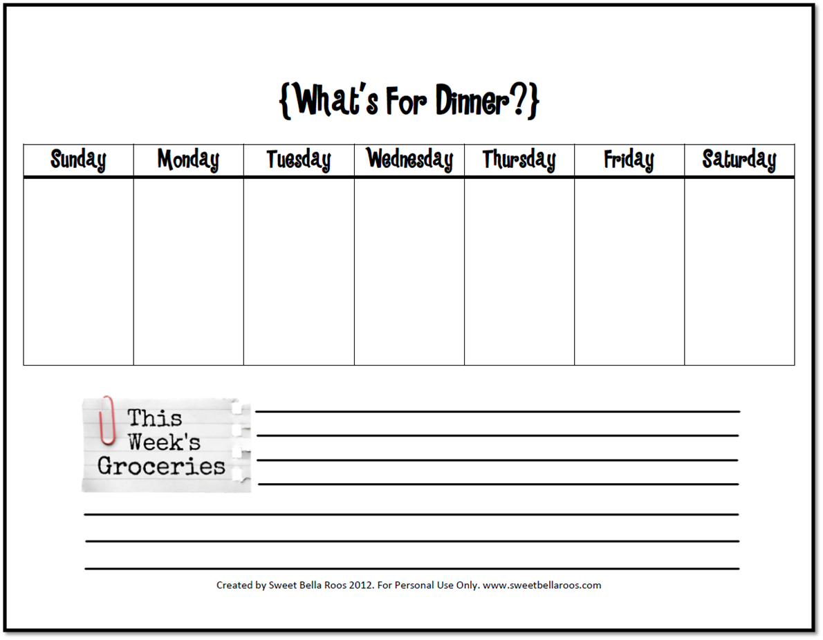 Free Printable Menu Planner Template