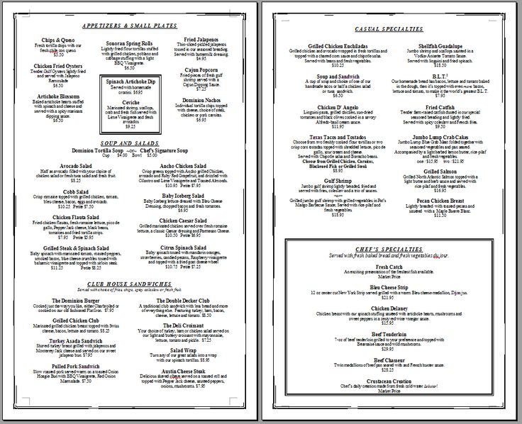 Free Printable Template Restaurant Menus Free Printable Template Restaurant Menus